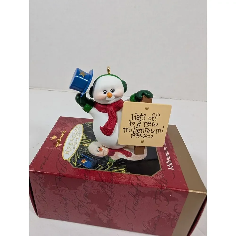 Hallmark Keepsake Christmas Tree Ornament Millennium Snowman 1999 2000 MIB VTG
